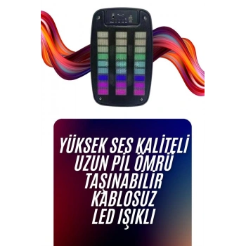 Nevamel Bluetooth Hoparlör Taşınabilir Şarjlı Işıklı Büyük Boy Yüksek Ses Kaliteli