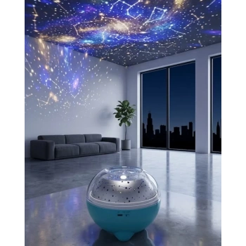 Nevamel® Bluetooth Hoparlörlü Yıldız Projeksiyon Gece Lambası Uzaktan Kumandalı ve Döner Işık Efektli (Kopya)