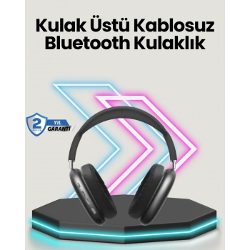 Nevamel Bluetooth V5.0 Kablosuz Kulak Üstü Kulaklık | Katlanabilir Mikro USB Girişli