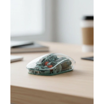 Nevamel® Bluetooth ve 2.4G USB Destekli Pilli Kablosuz Şeffaf Mouse