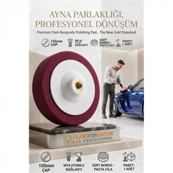 Nevamel® Bordo Pasta Cila Pedi 150mm  - Sert Agresif Çizik Giderici Keçe M14 Uyumlu 723114