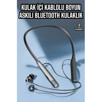 Nevamel Boyun Askılı Bluetooth Kulaklık Uzun Şarj Süreli Dijital Göstergeli Kablolu