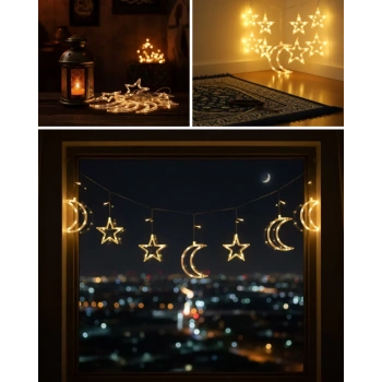 Nevamel® Büyük Ay Yıldız Led Ramazan Süsü Dekoratif Işık