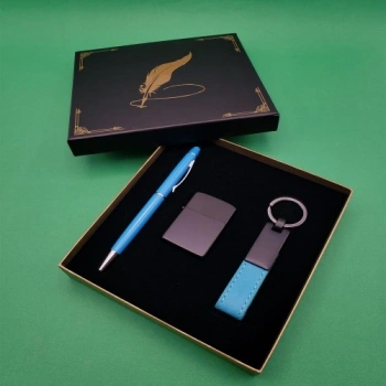 Nevamel  Çakmak Anahtarlık ve Tükenmez Kalem Turkuaz