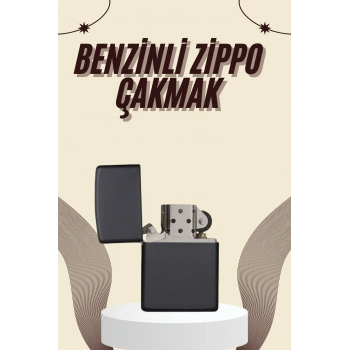 Nevamel Çakmak Parlak Siyah Zippo Benzinli Çakmak Cep Boy Doldurulabilir