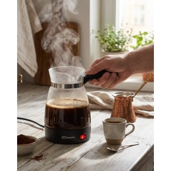 Nevamel® Cam Cezve Kahve Makinesi 650W Elektrikli 5 Fincan Kapasiteli Türk Kahvesi Makinesi