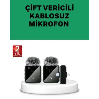 Nevamel® Canlı Yayın ve Video Çekimleri İçin Çiftli Kablosuz Yaka Mikrofon