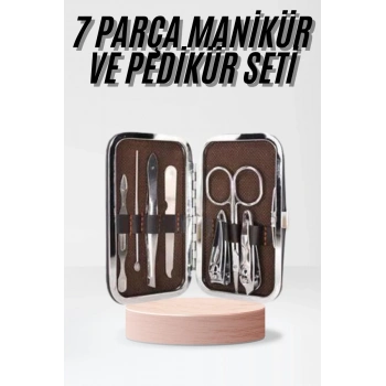 Nevamel® Çantalı 7 Parça Manikür Pedikür Seti Tırnak Makası Cımbız Törpü