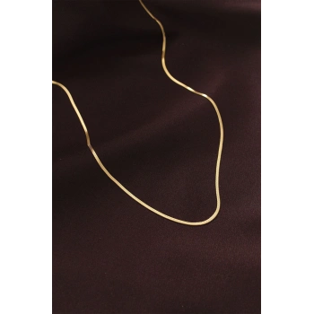 Nevamel® Çelik Gold Renk 60 cm İnce İtalyan Zincir Kolye 5886