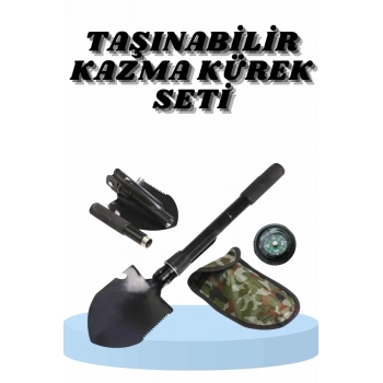 Nevamel® Çelik Katlanır Fonksiyonel Kamp Kazma Kürek Ve Kesme Aleti Seti Küçük Kazma Kürek Seti