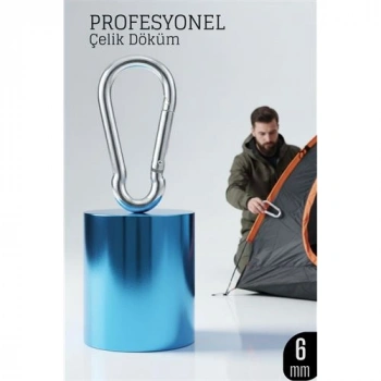 Nevamel® Çelik Yan Açılır Karabina - 6 mm Kamp Tırmanış ve Günlük Kullanım İçin Güvenli Kilit