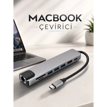 Nevamel® Çevirici Dönüştürücü Adaptör Macbook 3 In 1 Type-C To Hdmı USB 3.0