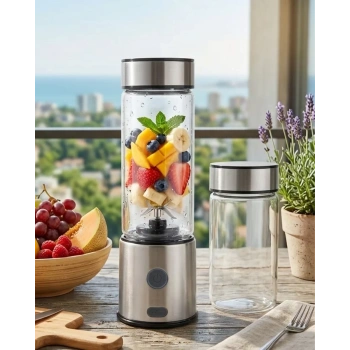 Nevamel® Çift Cam Hazneli Blender 16500 RPM Buz Kırıcı Taşınabilir Blender