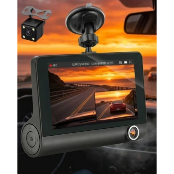 Nevamel® Çift Lens Araç Güvenlik Kamerası G Sensörlü Full HD