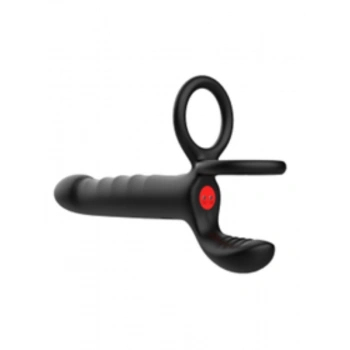 Nevamel® Çift Penis Halkalı Titreşimli Prostat Masaj Aleti Ve Dildo Vibratör - Geciktirici Etkili &Amp; Testis Uyarıcı Esnek Silikon Anal Plug