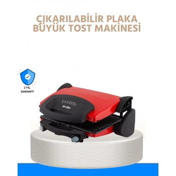 Nevamel® Çıkarılabilir Plakalı 2000W Tost Makinesi – Termostatlı Kolay Temizlenir