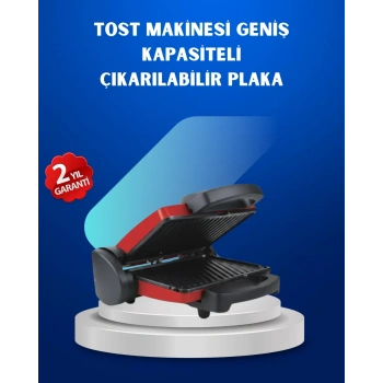 Nevamel® Çıkarılabilir Plakalı 2000W Tost Makinesi – Termostatlı Kolay Temizlenir