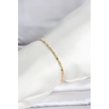 Nevamel® CM 14K Gold Renk Burgu Zincirli Model Kadın Bileklik 5886