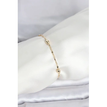 Nevamel® CM 14K Gold Renk Damla Topçuk Model Kadın Bileklik 5886