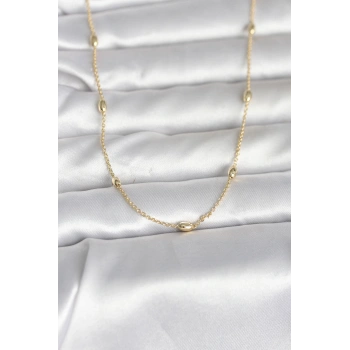 Nevamel® CM 14K Gold Renk Damla Topçuk Model Zincirli 60 cm Kadın Kolye 5886