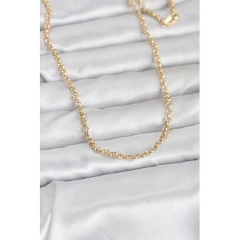 Nevamel® CM 14K Gold Renk Halka Zincir Model 60 cm Kadın Kolye 5886