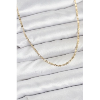 Nevamel® CM 14K Gold Renk Lazer İnce Zincirli Kadın Kolye 5886