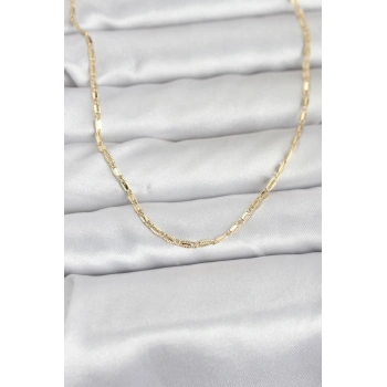 Nevamel® CM 14K Gold Renk Lazerli Zincir Model 60 cm Kadın Kolye 5886