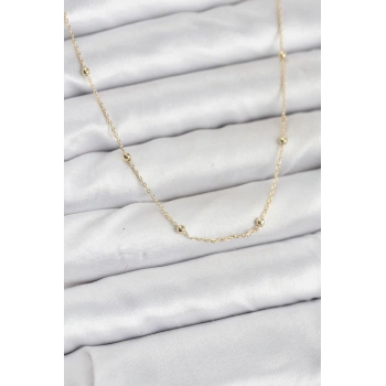 Nevamel® CM 14K Gold Renk Minik Top Zincirli Kadın Kolye 5886