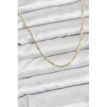 Nevamel® CM 14K Gold Renk Pirinç Lazer Model 60 cm Kadın Kolye 5886