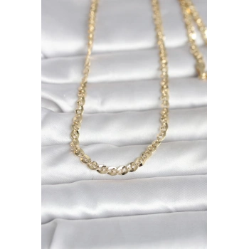 Nevamel® CM 14K Gold Renk Yassı Oval Zincirli Model 60 cm Kadın Kolye 5886