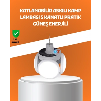 Nevamel Çok Amaçlı Katlanabilir Güneş Enerjili Kamp Lambası – Masa Üstü ve Asılabilir Kullanım