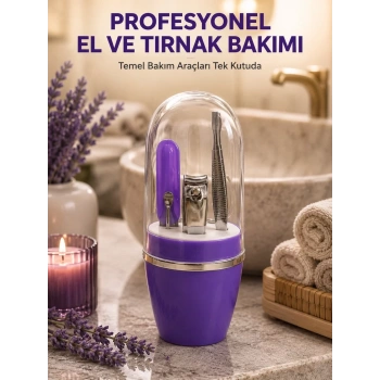 Nevamel® Çok Amaçlı Mor Manikür Bakım Seti Kompakt Bakım Çantası