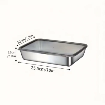 Nevamel® Çok Amaçlı Paslanmaz Çelik Fırın ve Saklama Kabı (25x20x5 cm)