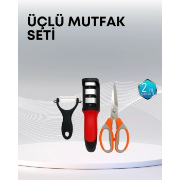 Nevamel Çok Fonksiyonlu Mutfak Makas Seti – 3 Makas Bileyici ve Soyacak Dahil