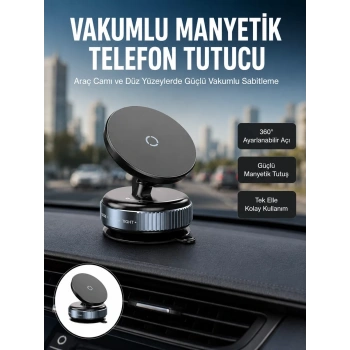 Nevamel® Çok Yönlü Döner Başlıklı Vakumlu Araç Telefon Standı – Sert Yollarda Stabil Kullanım Yeni Nesil