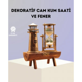Nevamel Dekoratif Ahşap Kum Saati ve Deniz Feneri Figürlü Masa Süsü – Şık ve Fonksiyonel Tasarım