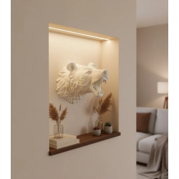 Nevamel® Dekoratif Beyaz Ayı Duvar Heykeli Asılabilir Hediyelik 25x19 cm