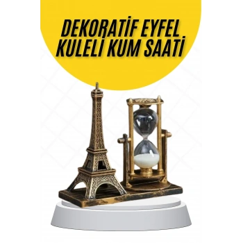 Nevamel Dekoratif Eyfel Kulesi ve Kum Saati Vintage Tarzı Masa Süsü Biblo