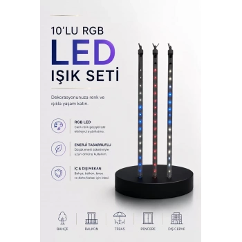 Nevamel® Dekoratif Ortam Aydınlatması RGB LED 10’lu Çubuk Seti