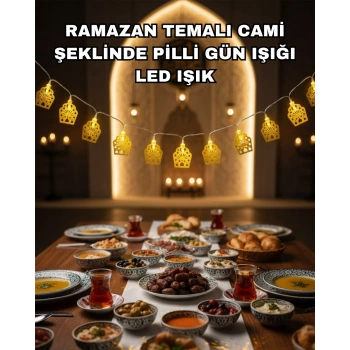 Nevamel® Dekoratif Ramazan LED Işık Pilli Cami Tasarımlı Zincir Aydınlatma