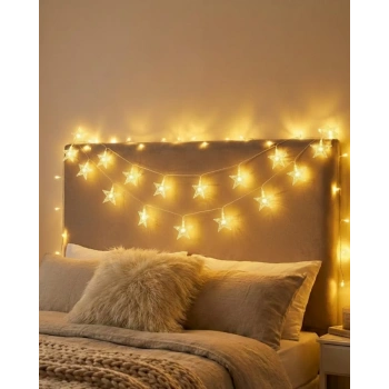 Nevamel® Dekoratif Yıldız LED Aydınlatma 5 Metre Sabit Işık İç Mekan Kullanım