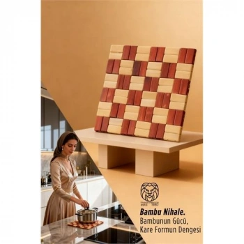 Nevamel® Derin Su Serisi - Lüks Kare Bambu Mutfak Nihalesi 17x17 cm