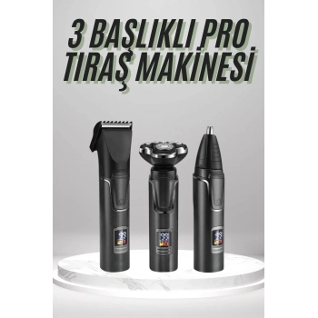 Nevamel Dijital Göstergeli 3 Başlıklı Tıraş Makinesi Islak Kuru Lazer Öncesi Günlük