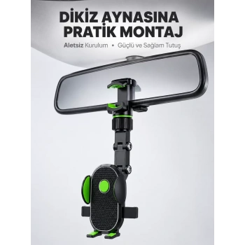 Nevamel® Dikiz Aynasına Takılan Telefon Tutucu Ayarlanabilir Çok Yönlü Araç Aksesuarı Yeni Nesil