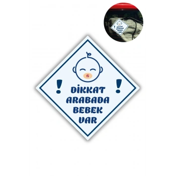 Nevamel "DİKKAT ARABADA ERKEK BEBEK VAR - EMZİKLİ" Uyarı Stickerı | Araba Camı İçin 10x10 cm Etiket
