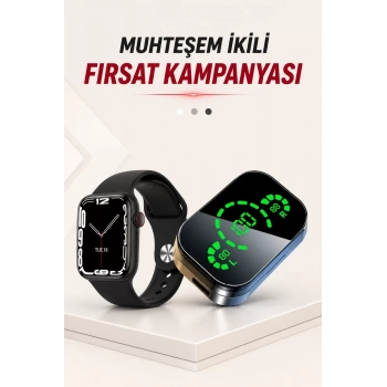 Nevamel® Dokunmatik Akıllı Saat Yeni Nesil Kulaklık Kampanyası ANC Özelliği Yüksek Ses Kaliteli