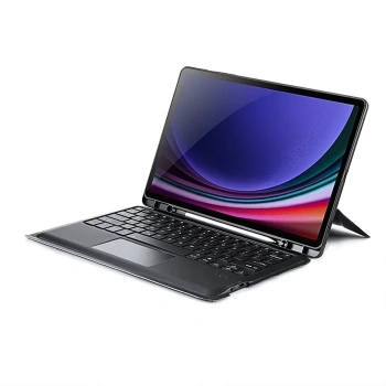 Nevamel DUX DUCIS Samsung Galaxy Tab S9 + Ayrılabilir Bluetooth Klavye Touchpad PU Deri Kılıf-(5775)