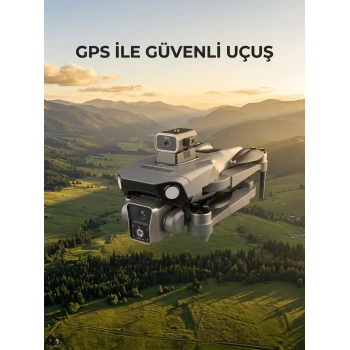 Nevamel® Ekranlı Kumandalı GPS Drone Çift Kameralı Katlanabilir Hava Aracı