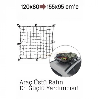 Nevamel® Elastik Bagaj Filesi 120x80 cm – 155x95 cm’e Kadar Genişler | Araç Üstü Kamp ve Seyahat İçin