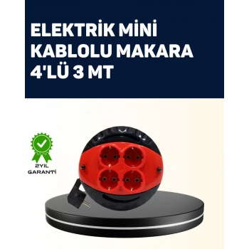 Nevamel® Ev ve Ofis İçin 3 Metre Kablolu 4 Priz Makarası